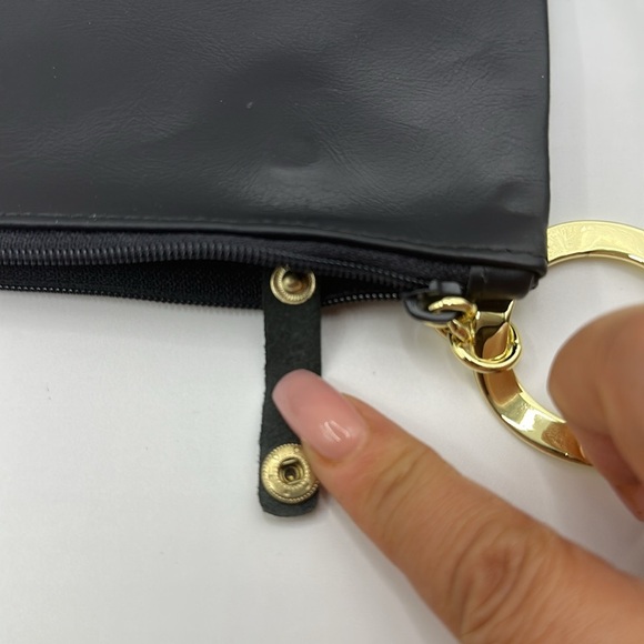 Ippolita Black Leather Jewelry Cosmetic bag pouch NEW 9x4" - Picture 7 of 8